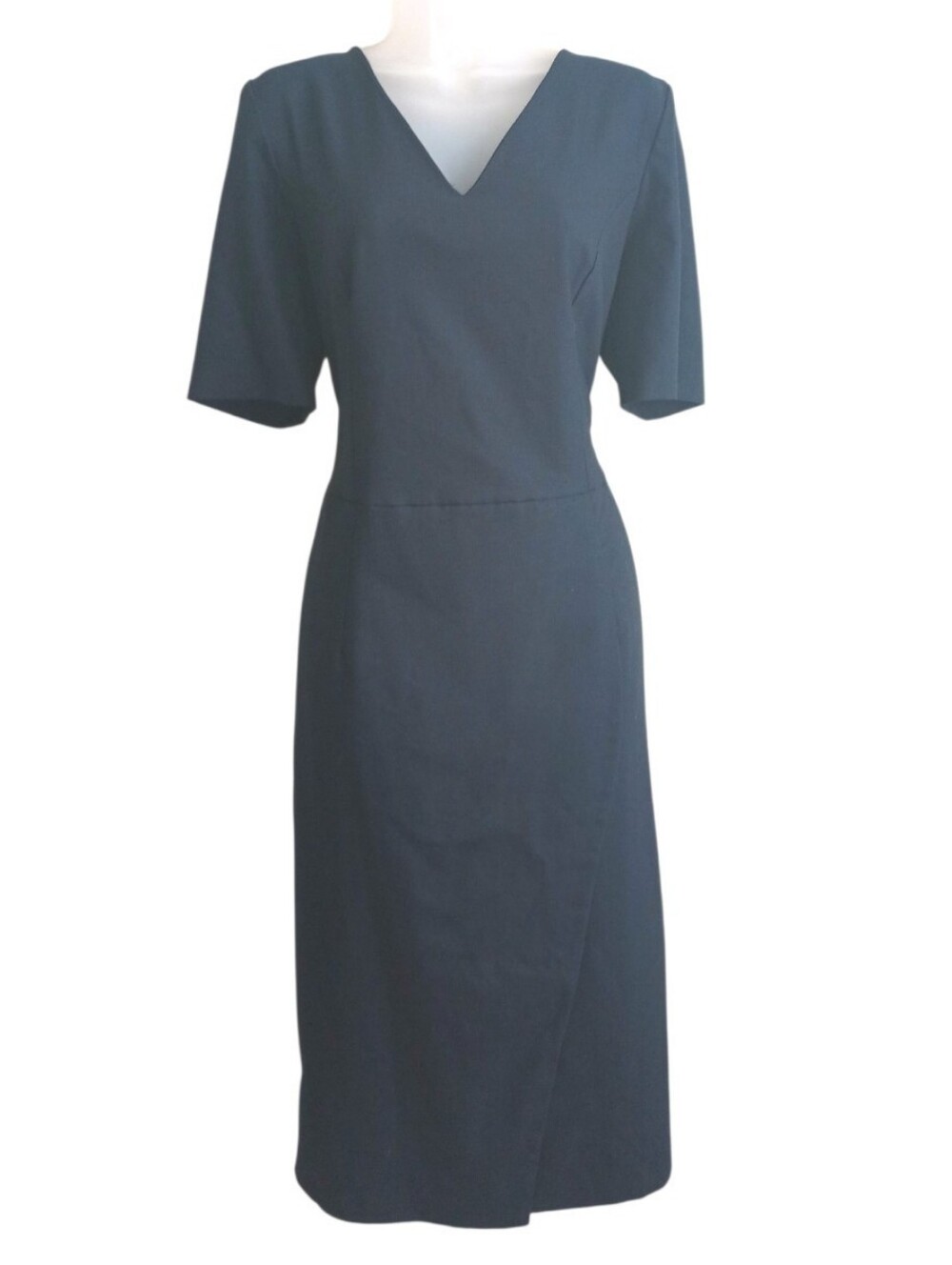 Long Tall Sally Navy V-Neck Sheath Dress With Tulip Skirt Size 12